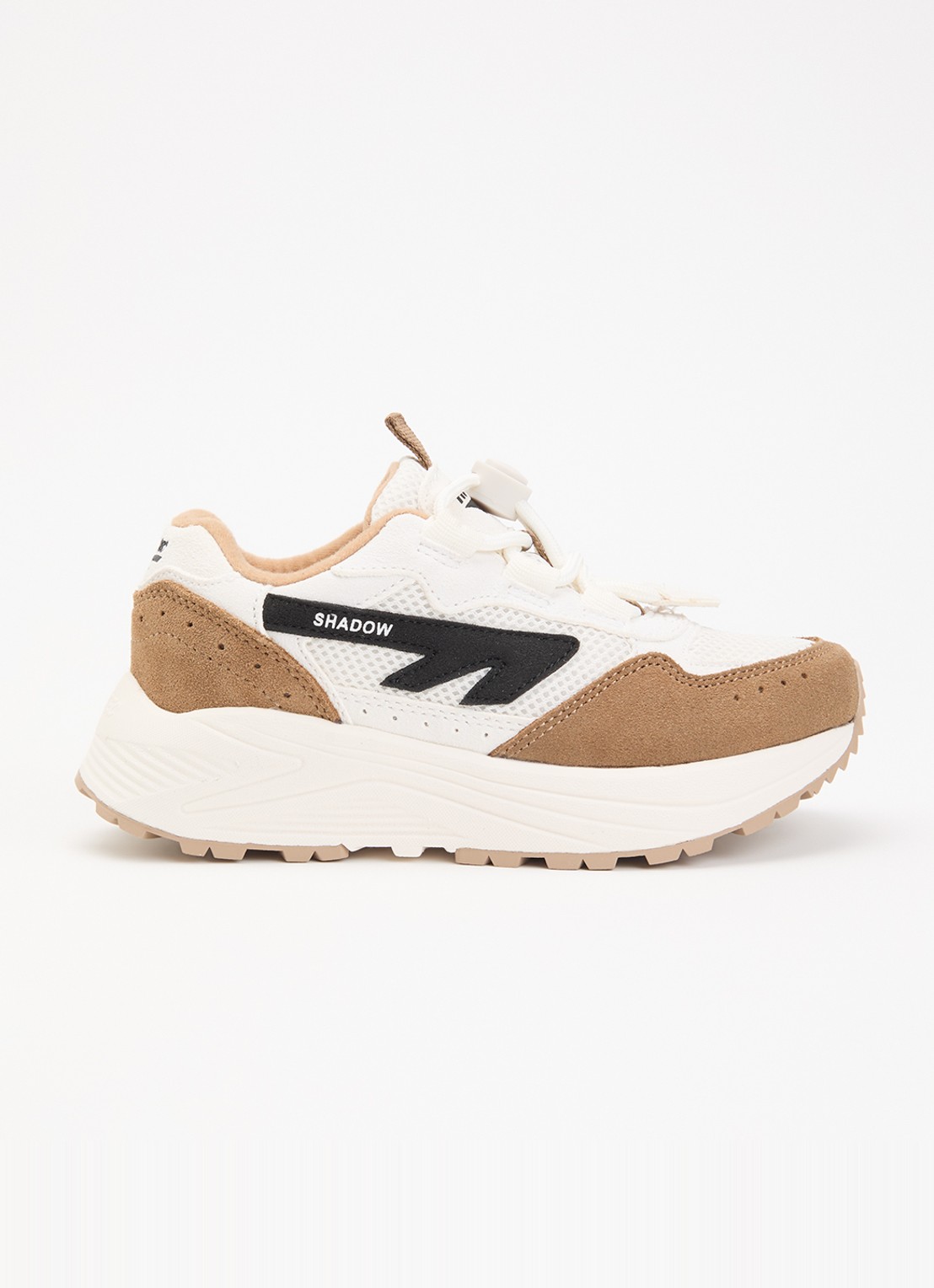 Hi-Tec HTS Kids Shadow Lace sneaker van suède met mesh details - voorkant 2 naturel