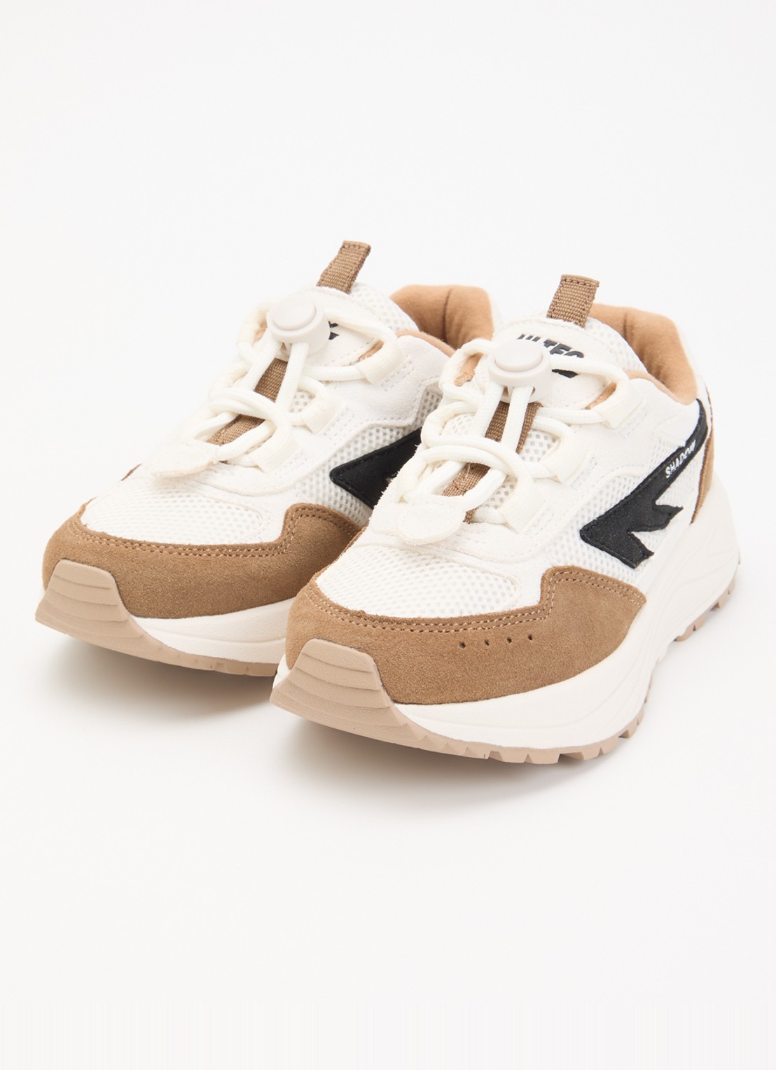 Hi-Tec HTS Kids Shadow Lace sneaker van suède met mesh details - voorkant 3 naturel