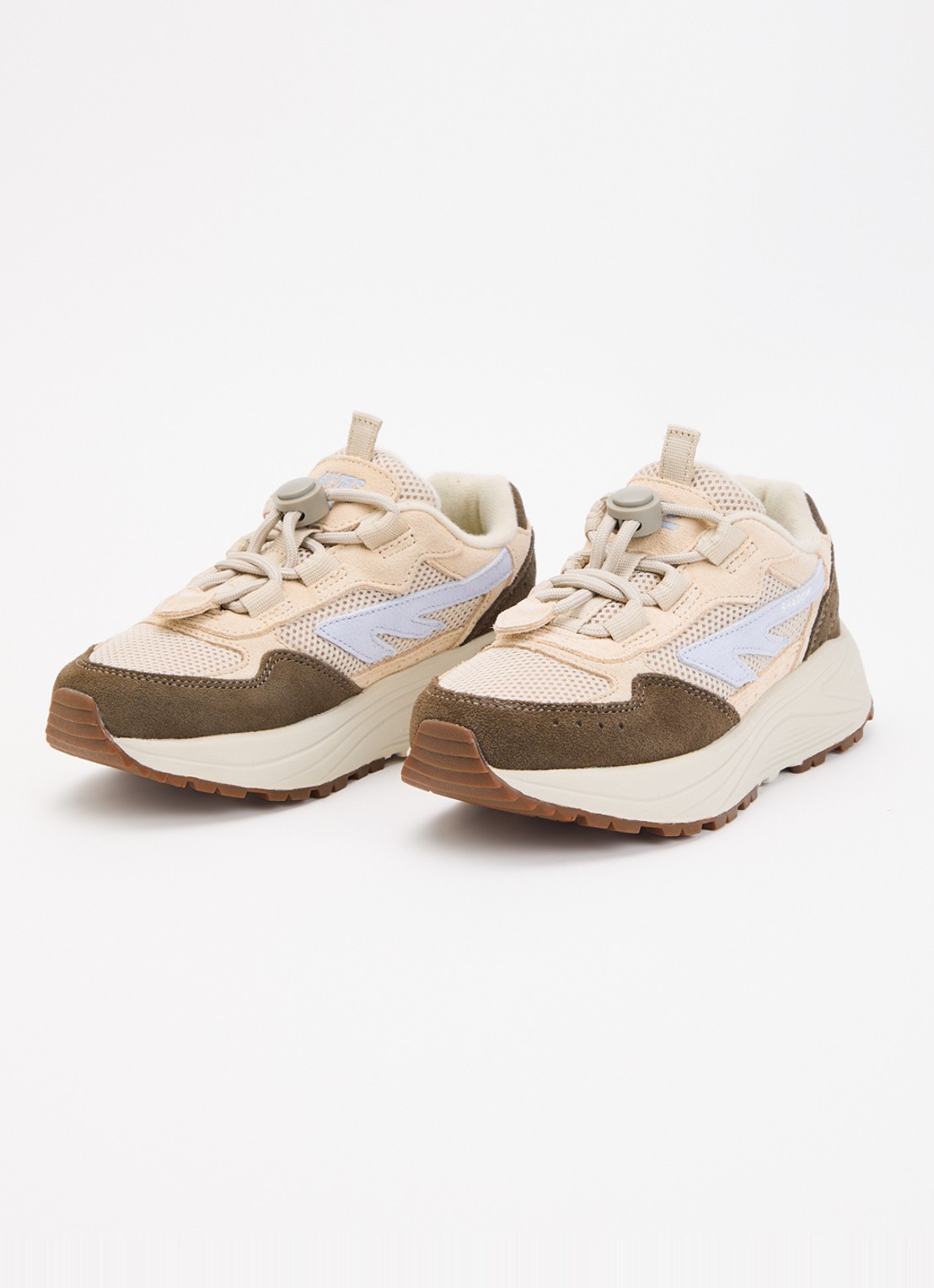 Hi-Tec HTS Kids Shadow Lace sneaker van suède met mesh details - voorkant 4 beige