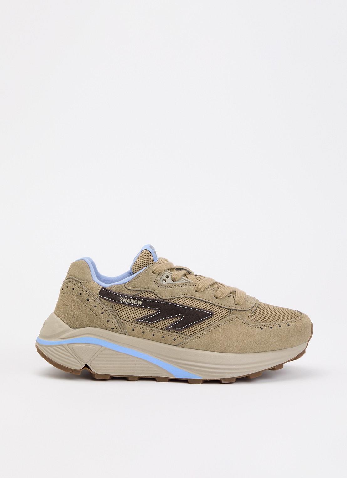 Hi-Tec HTS Shadow RGS sneaker van suède met details van mesh - voorkant 4 zand
