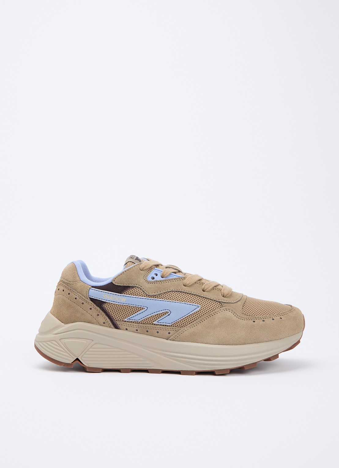 Hi-Tec HTS Shadow RGS sneaker van suède met details van mesh - voorkant 2 zand