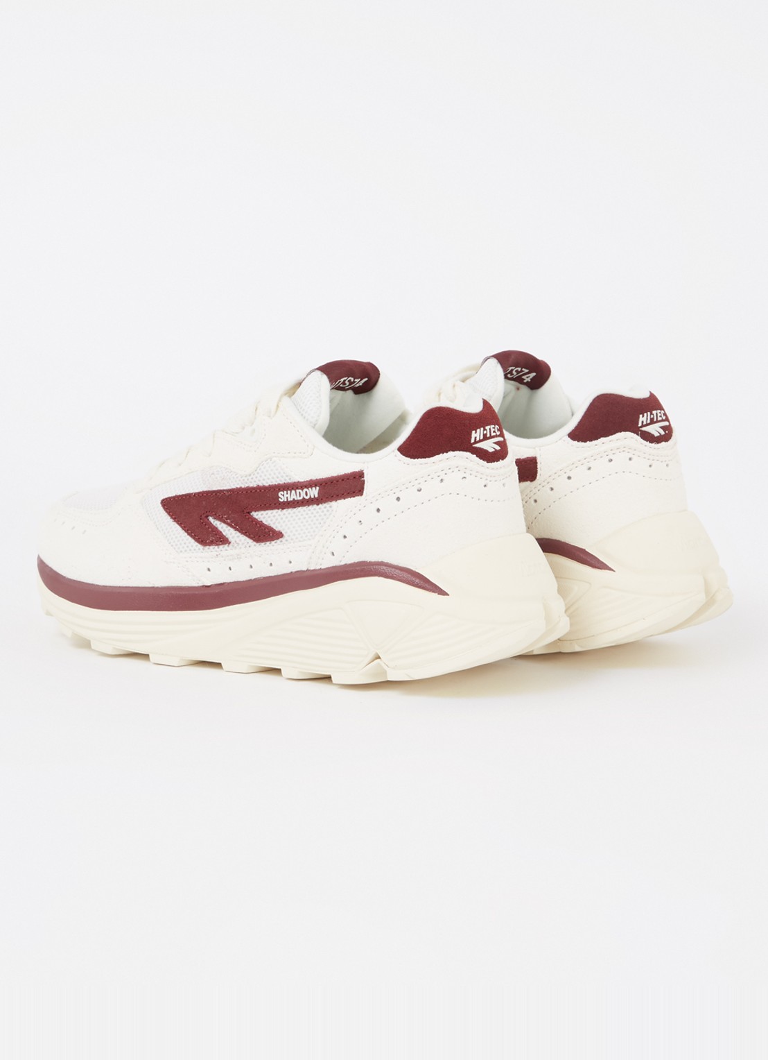 Hi-Tec Shadow sneaker met suède details - achterkant 3 donkerrood
