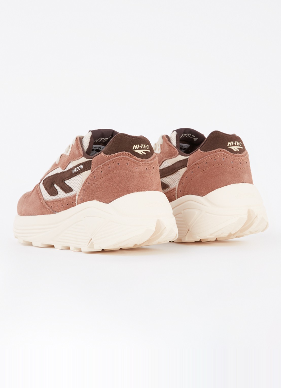 Hi-Tec Shadow sneaker met suède details - achterkant roodbruin