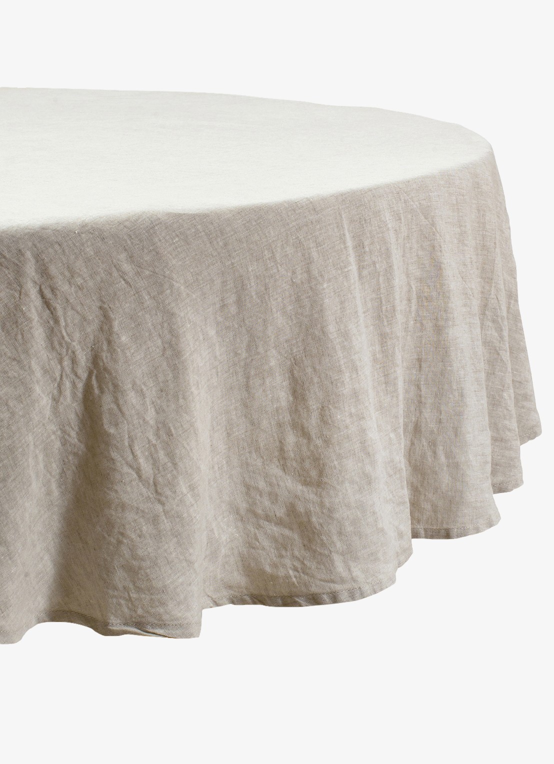 Himla Sunrise rond tafelkleed van linnen 160 cm - voorkant 2 beige