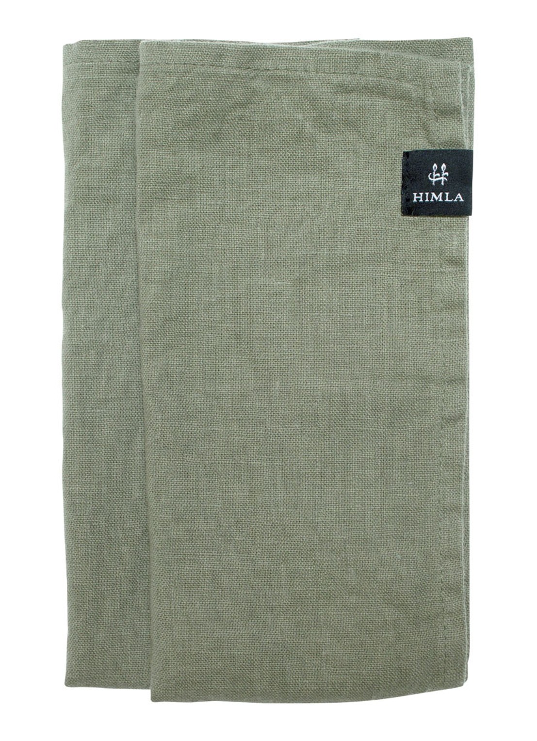 Himla Sunshine servet van linnen 45 x 45 cm set van 4  - voorkant olijfgroen