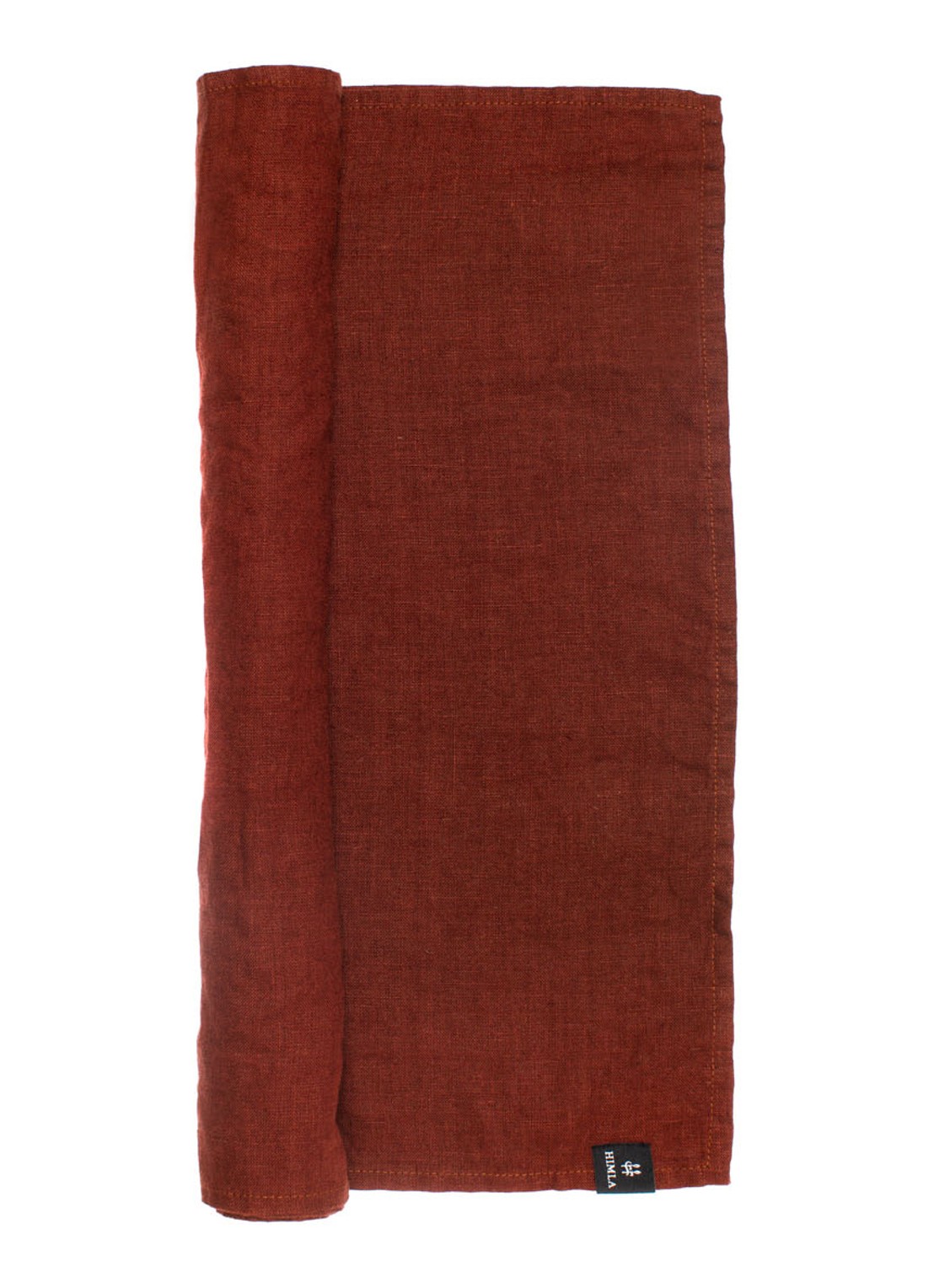 Himla Sunshine tafelloper van linnen 145 x 50 cm - voorkant roodbruin