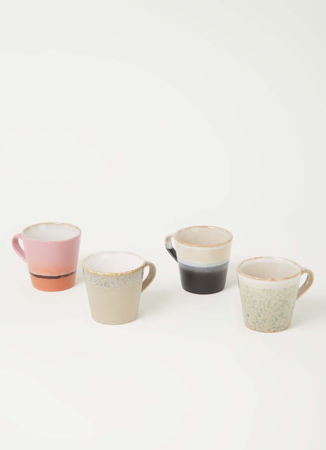 HKliving 70's Americano kopje 26 cl set van 4  - voorkant 4 multicolor