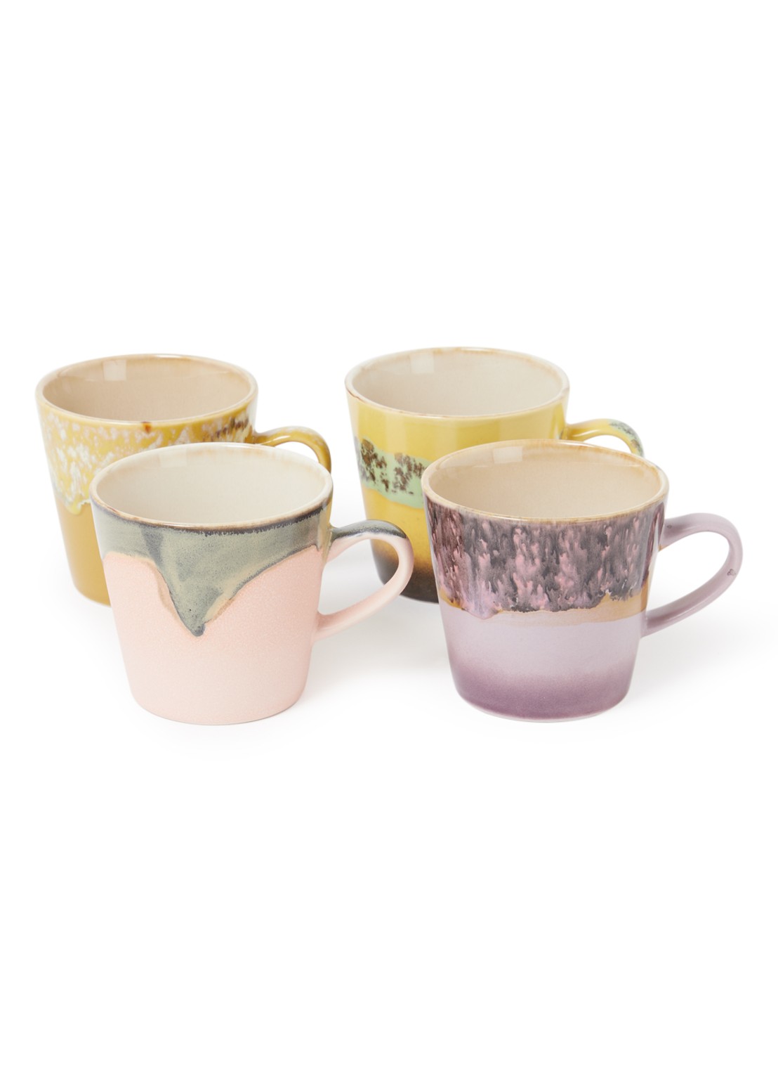 HKliving 70's Americano kopje 27 cl set van 4 - voorkant multicolor