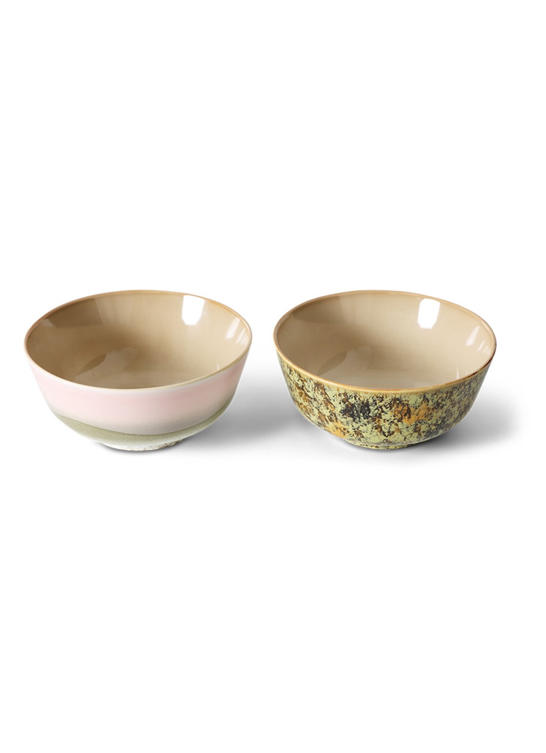 HKliving 70's Ascent kom 19 cm set van 2  - achterkant beige