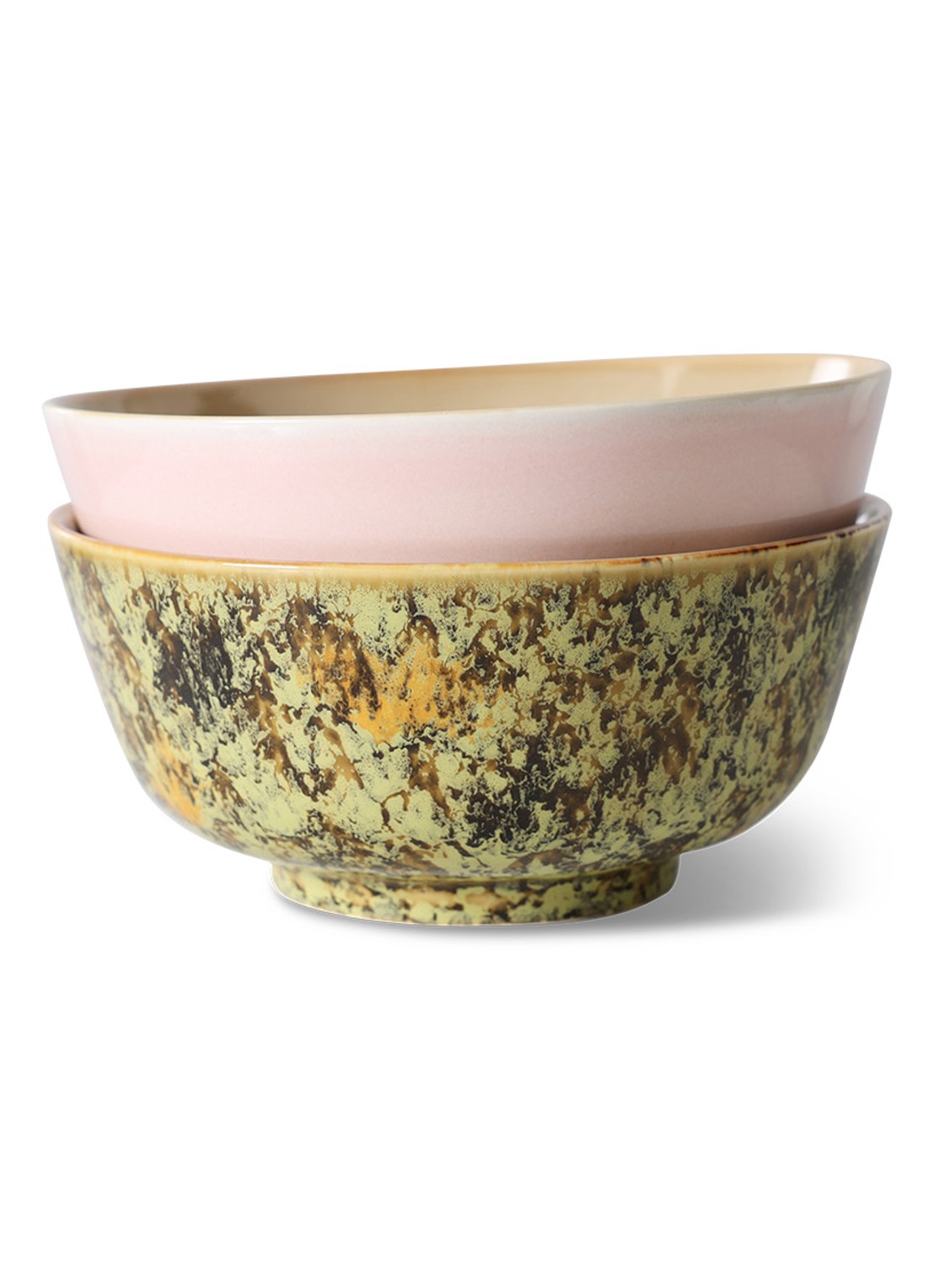 HKliving 70's Ascent kom 19 cm set van 2  - voorkant 2 beige