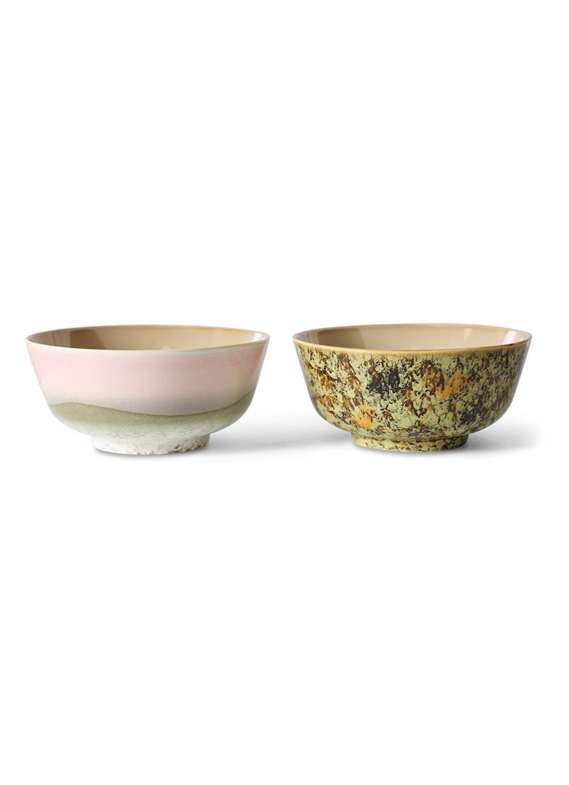 HKliving 70's Ascent kom 19 cm set van 2  - voorkant 3 beige