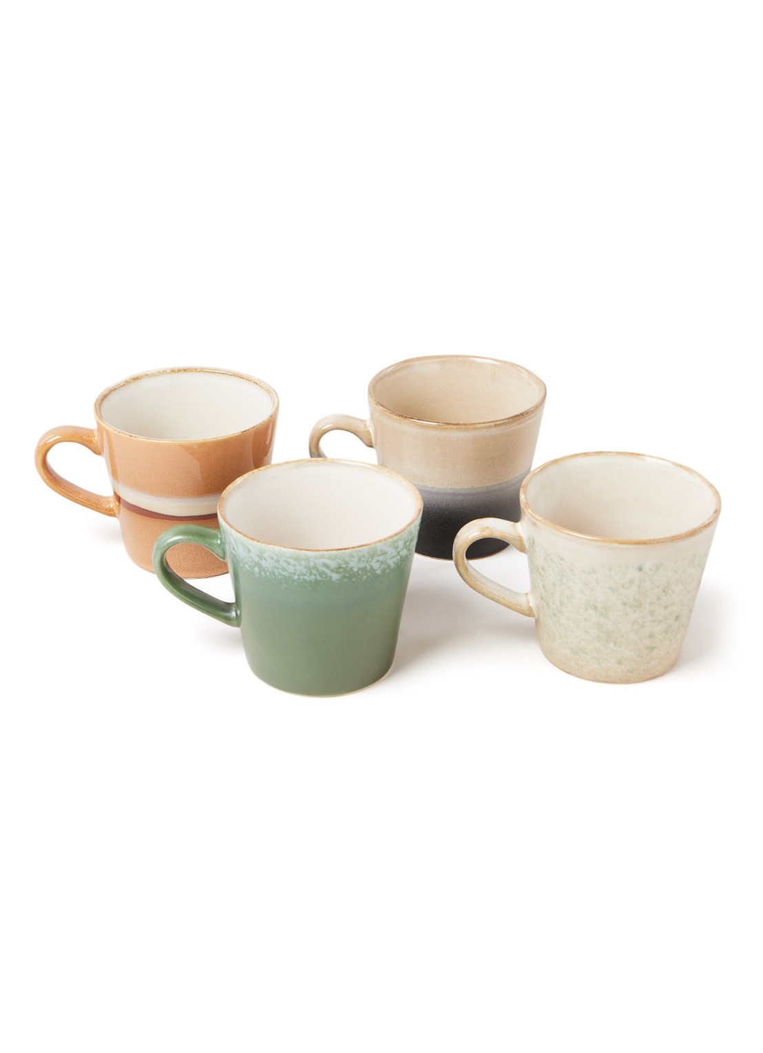 HKliving 70's cappuccino kop 30 cl set van 4 - voorkant 6 multicolor