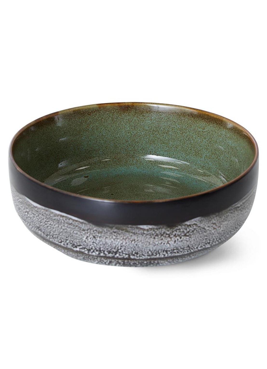 HKliving 70's Ceramic saladeschaal 25 cm - voorkant mosgroen