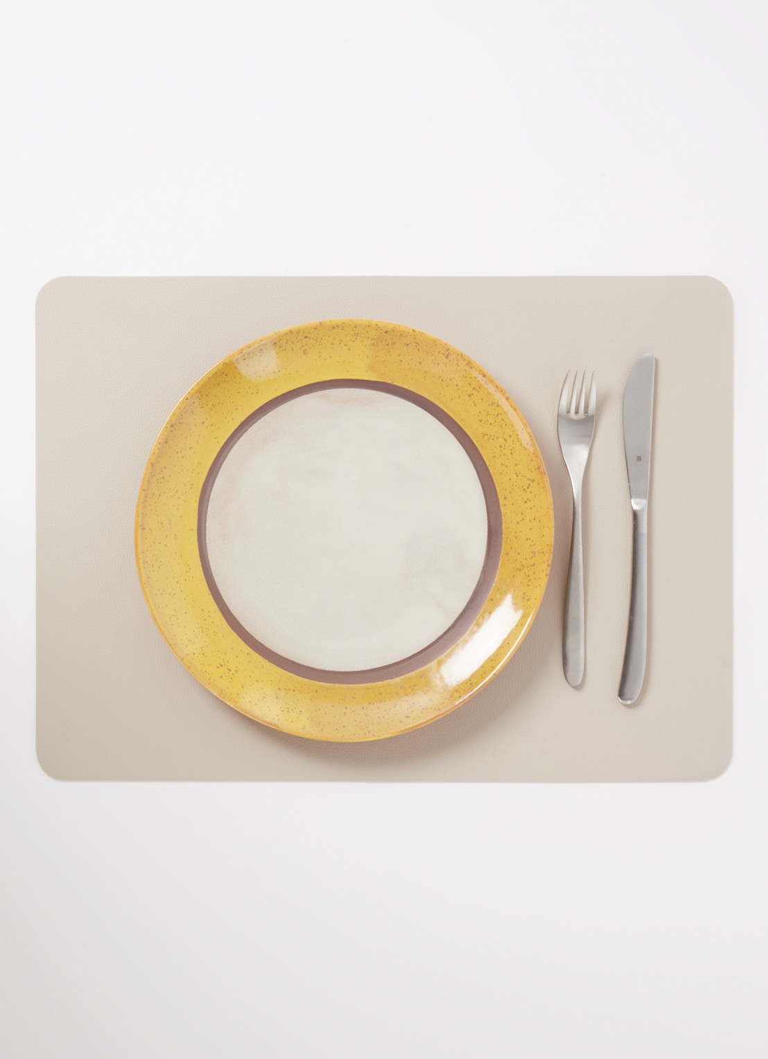 HKliving 70's Coconut dinerbord 29 cm set van 2 - detail 2 mosterd