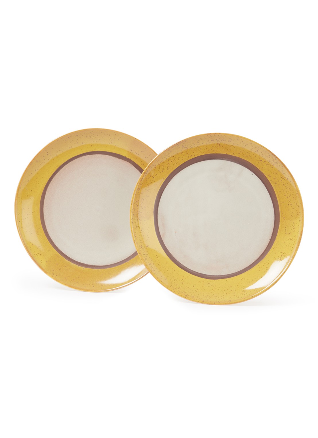 HKliving 70's Coconut dinerbord 29 cm set van 2 - voorkant 3 mosterd