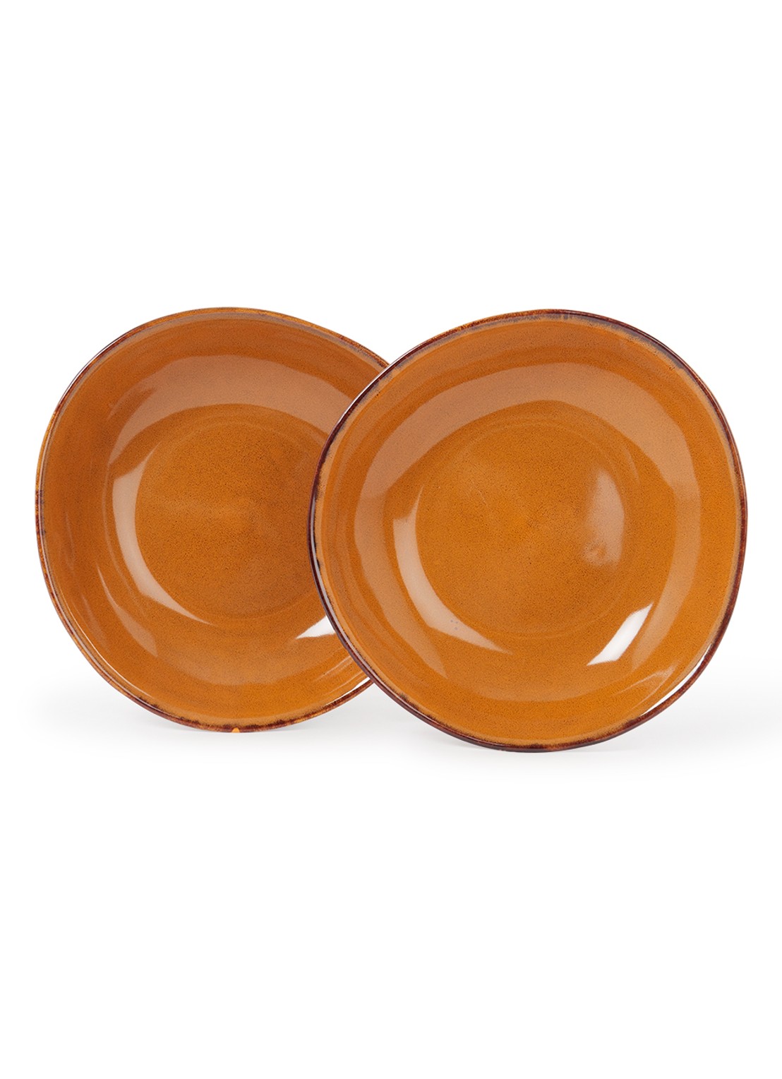 HKliving 70's Daybreak diep bord 21,7 cm set van 2 - voorkant orange