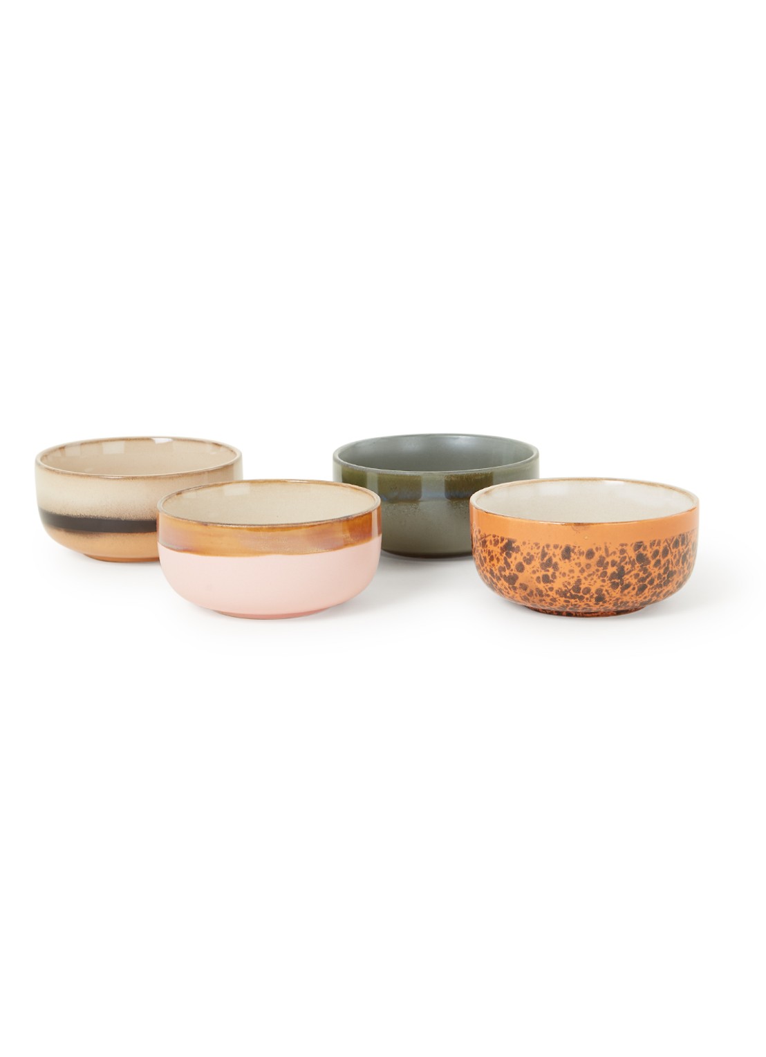 HKliving 70's dessert bowl kom set van 4 - voorkant 2 multicolor