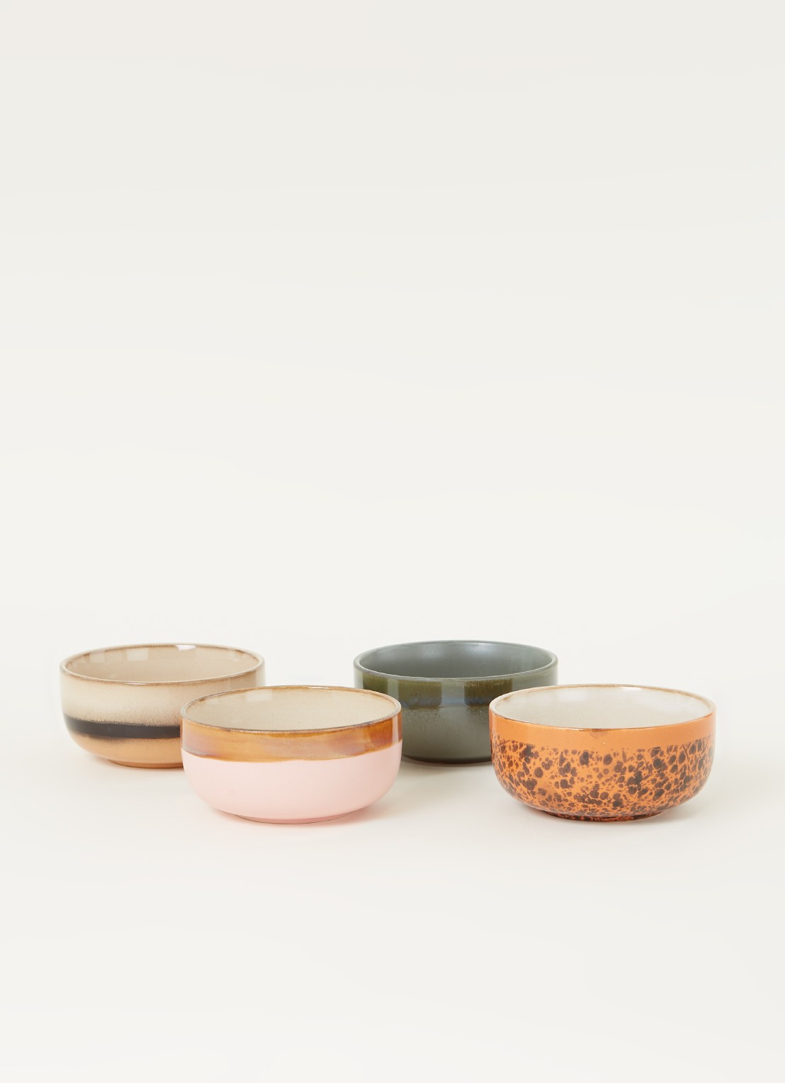 HKliving 70's dessert bowl kom set van 4 - voorkant 3 multicolor