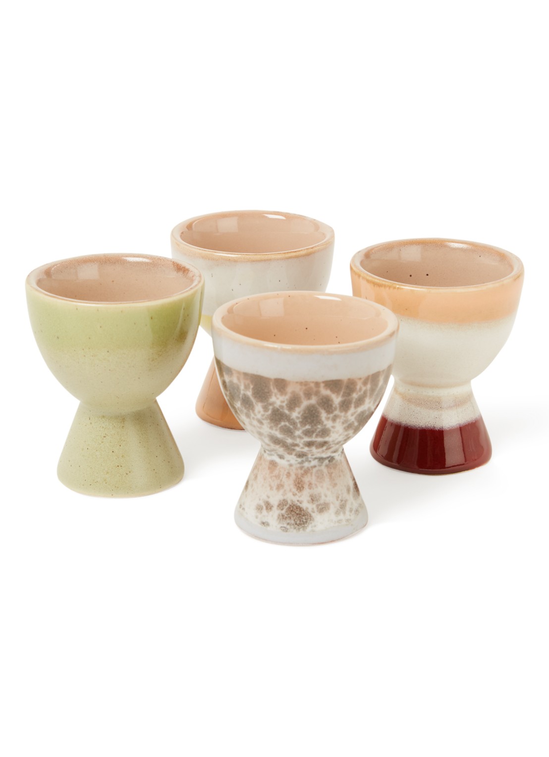 HKliving 70's eierdopje 5,5 cm set van 4 - voorkant multicolor