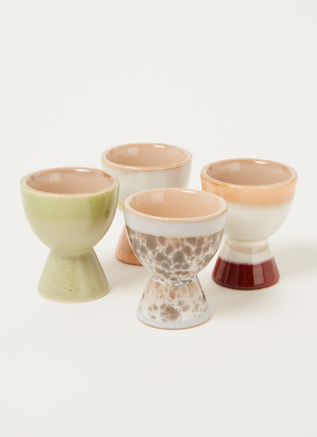 HKliving 70's eierdopje 5,5 cm set van 4 - voorkant 2 multicolor