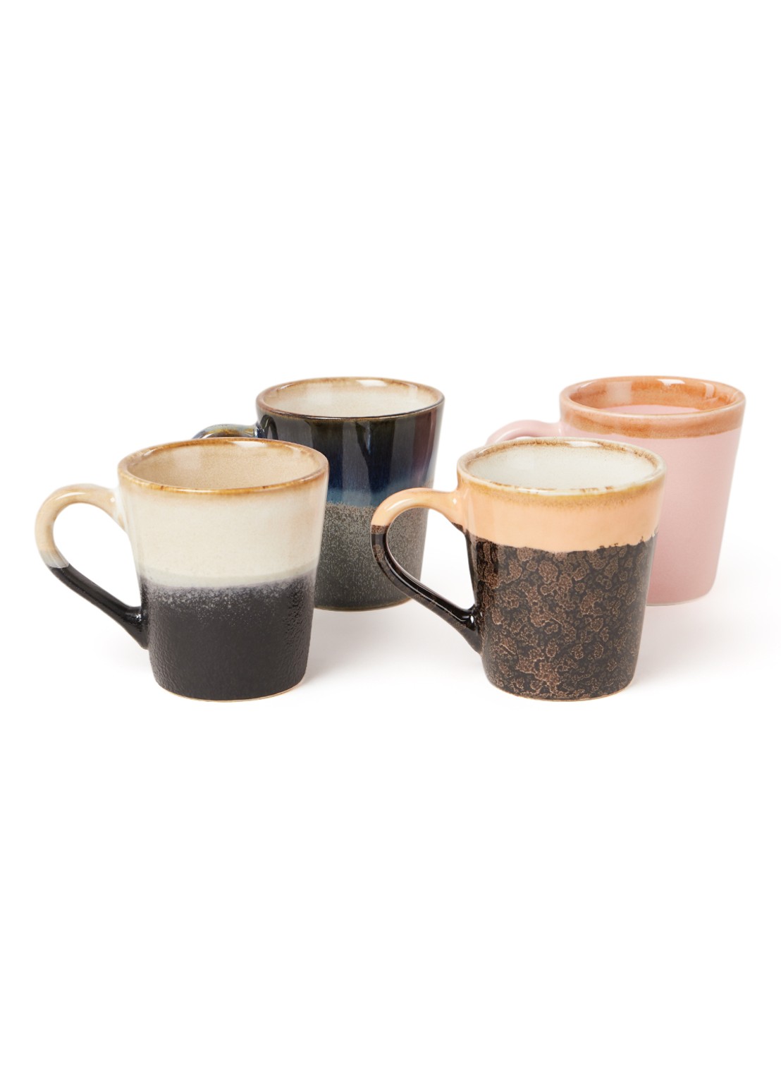 HKliving 70's espressokopje 8 cl set van 4 - voorkant 6 multicolor