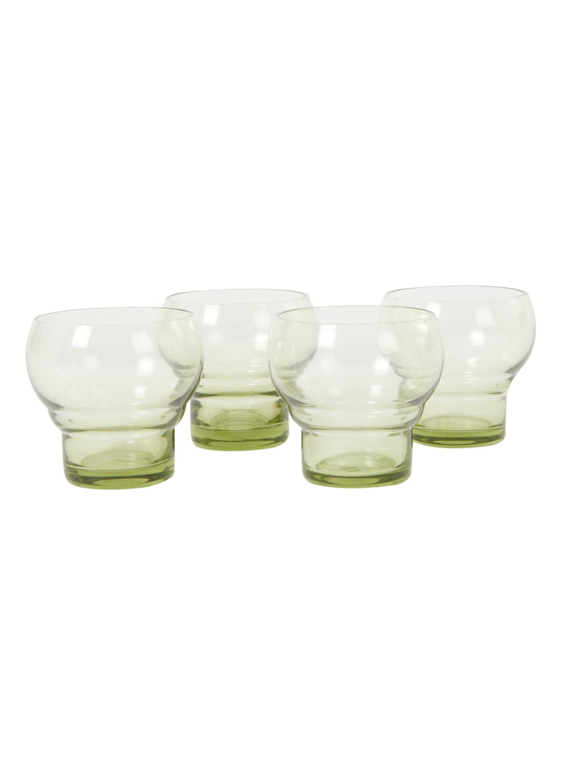 HKliving 70's Glassware cocktailglas 27 cl set van 4 - voorkant lichtgroen