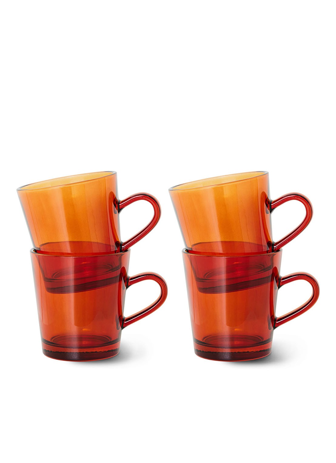 HKliving 70's Glassware koffieglas 23 cl set van 4 - voorkant bruin