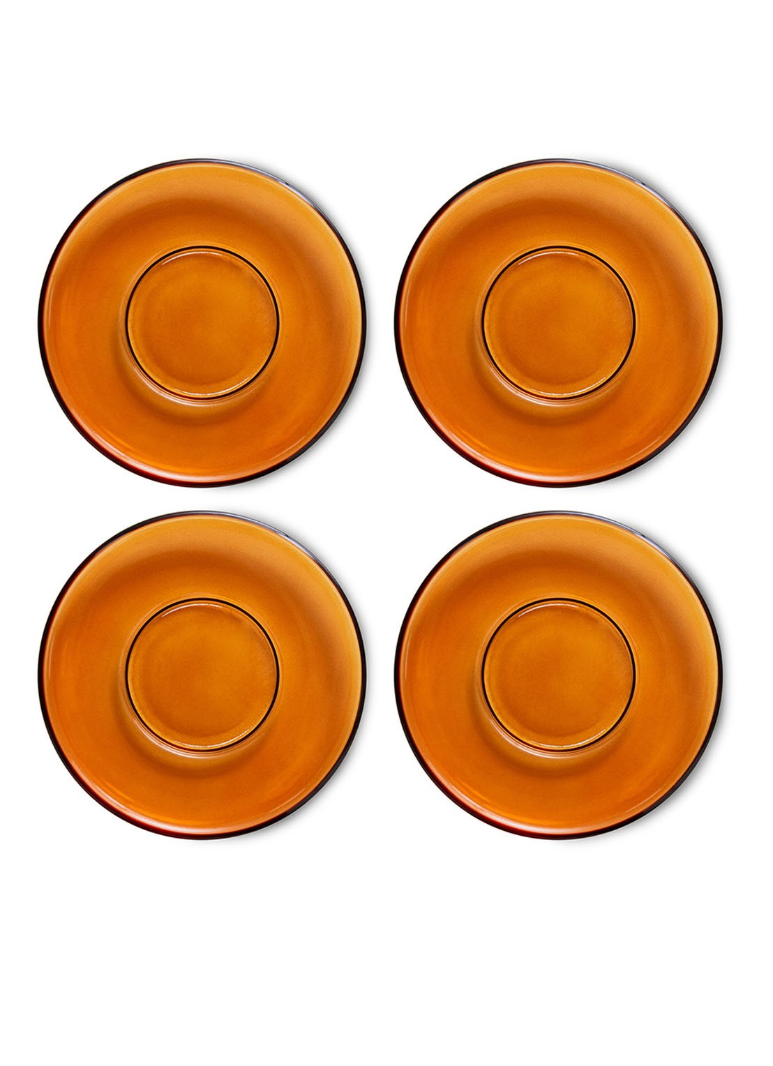 HKliving 70's Glassware schotel set van 4 - voorkant bruin