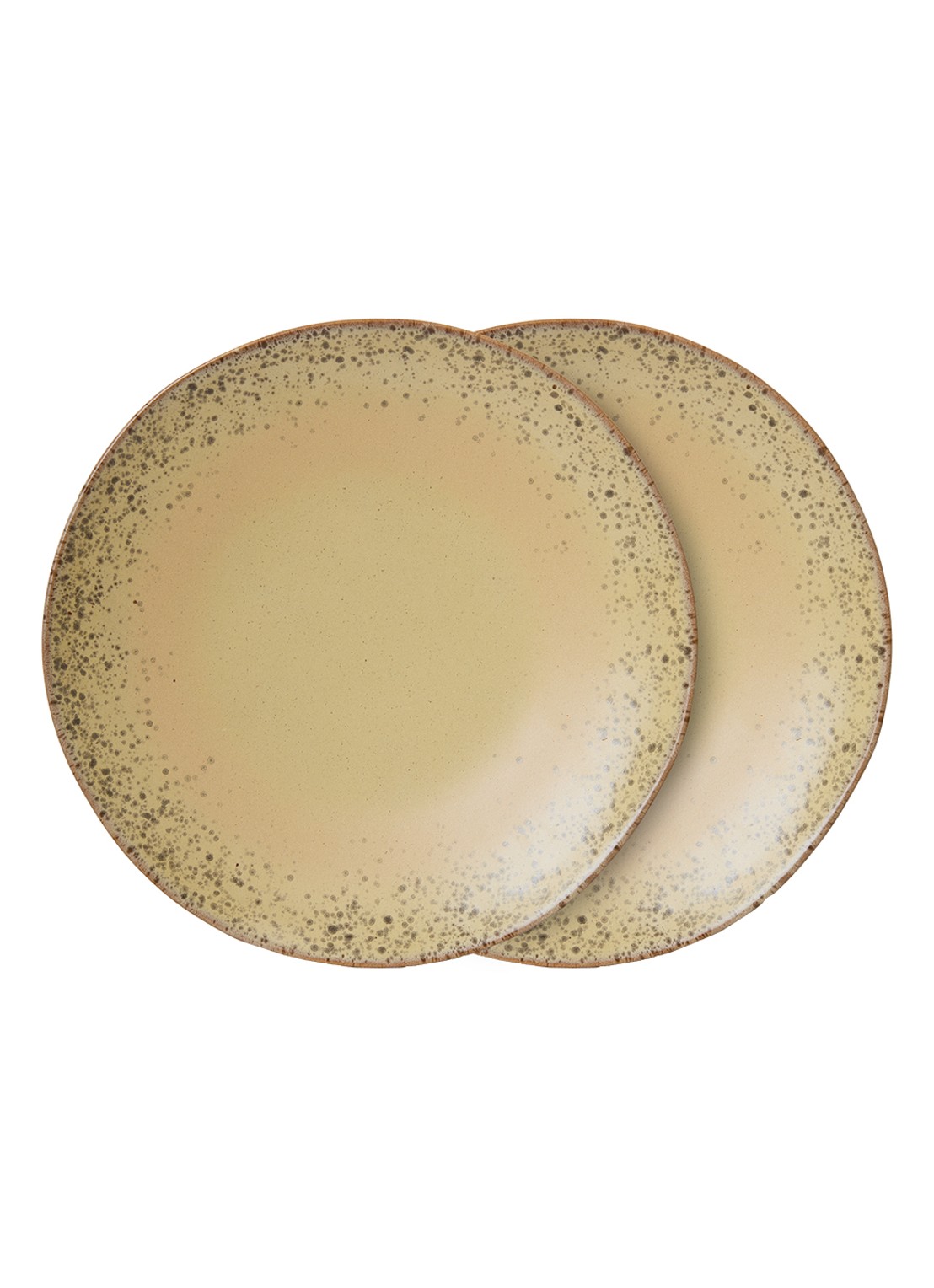 HKliving 70's Grit dinerbord 27,5 cm set van 2 - voorkant zand