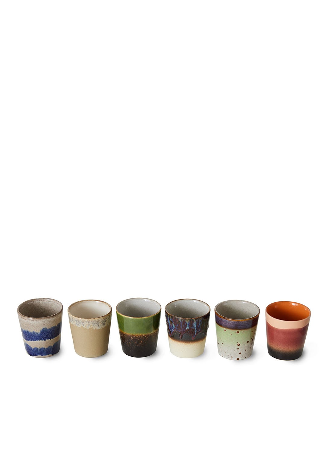 HKliving 70's Grounding koffiekopje 23 cl set van 6 - detail multicolor