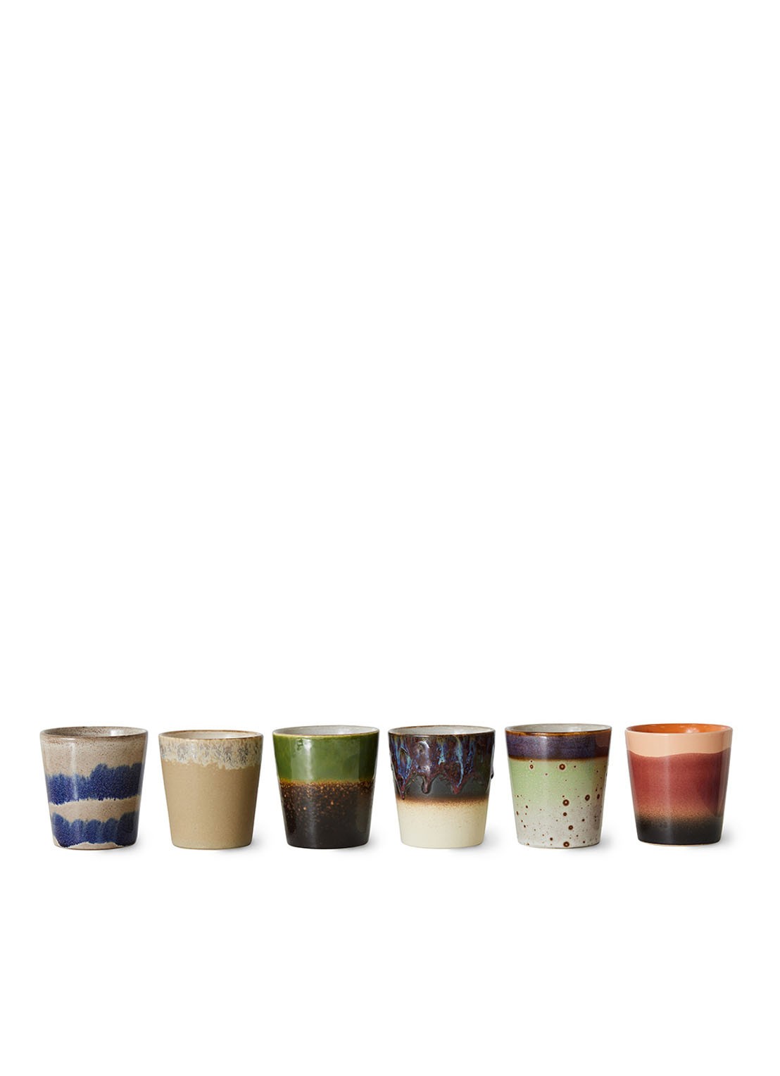 HKliving 70's Grounding koffiekopje 23 cl set van 6 - voorkant 7 multicolor