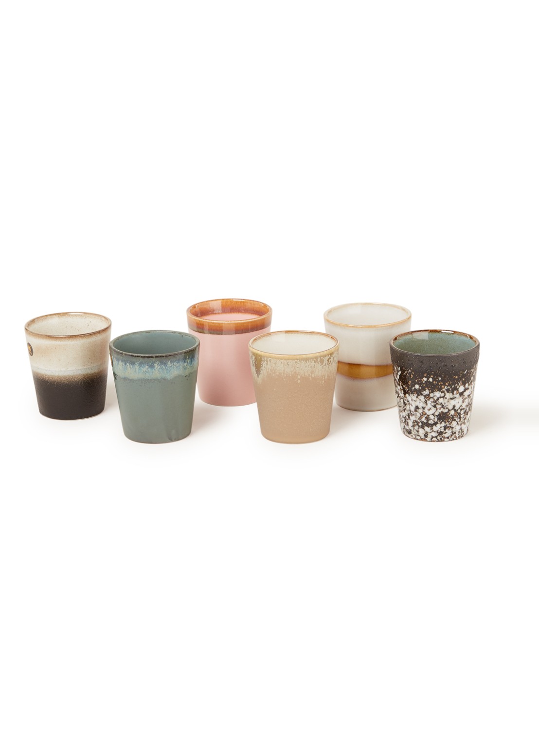 HKliving 70's kopje 18 cl set van 6 - voorkant 3 multicolor