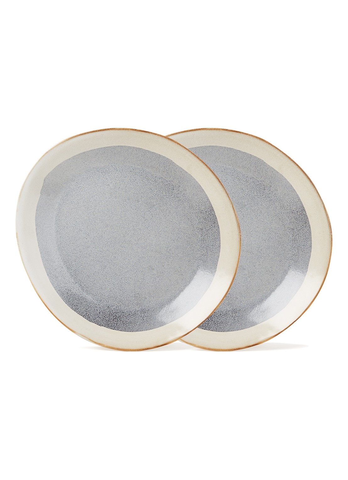 HKliving 70's Mist ontbijtbord 22 cm set van 2 - voorkant blauwgrijs