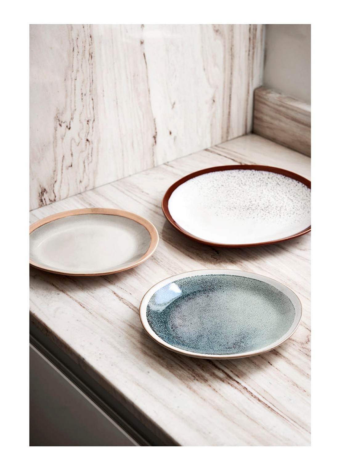 HKliving 70's Mist ontbijtbord 22 cm set van 2 - voorkant 2 blauwgrijs
