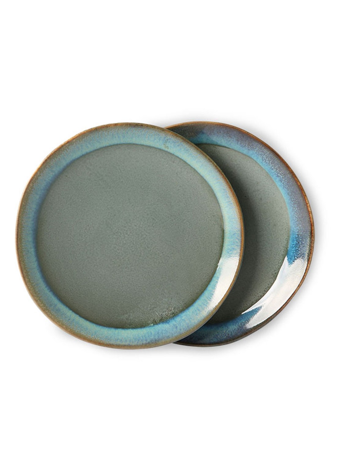 HKliving 70's Moss gebaksbordje 18 cm set van 2 - voorkant groen