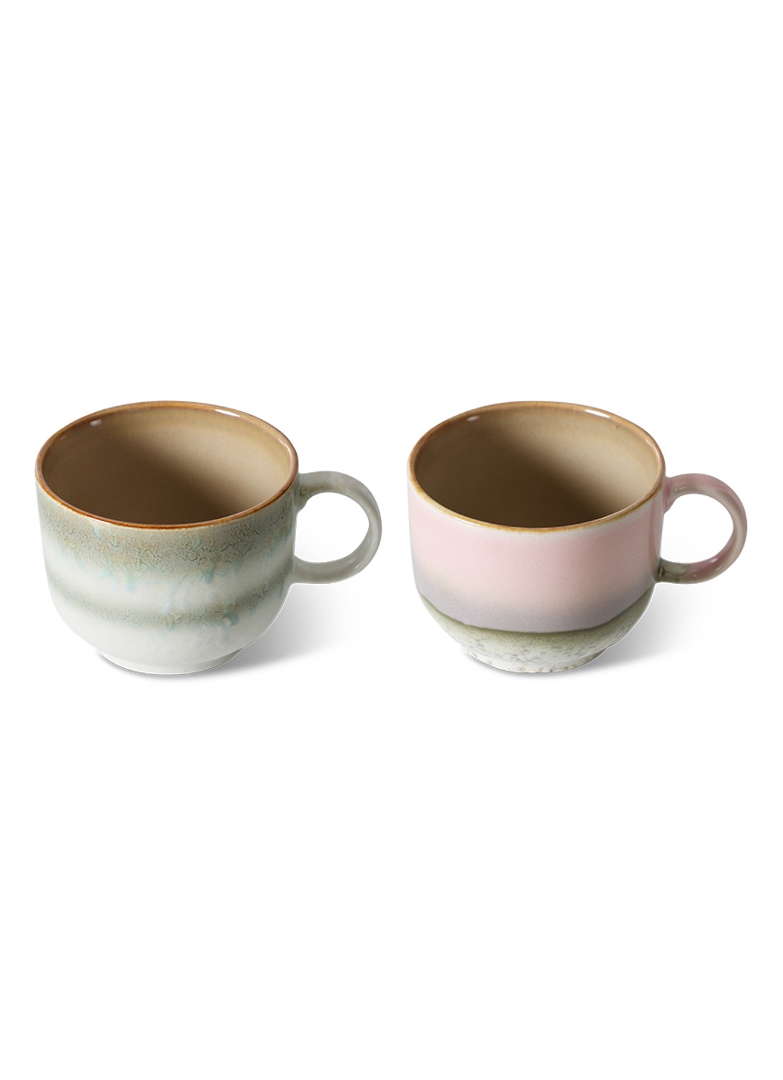 HKliving 70's Nova mok 42,5 cl set van 2 - detail lindegroen