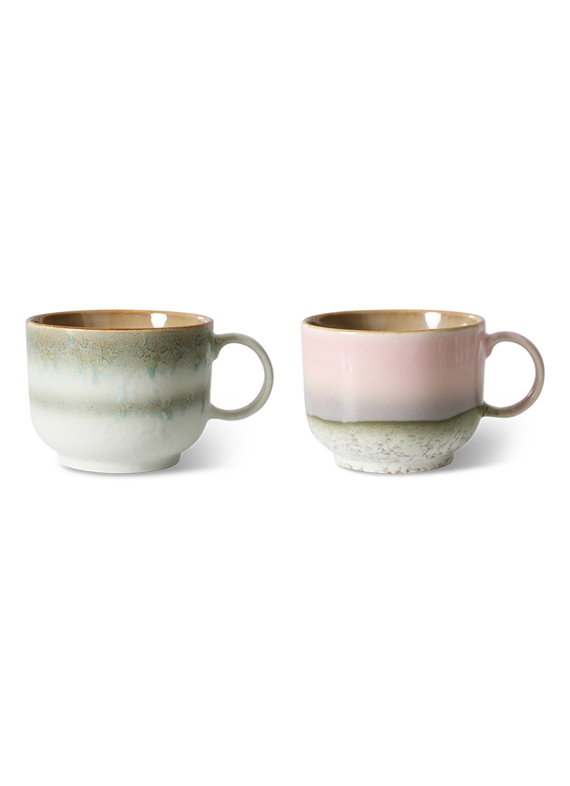 HKliving 70's Nova mok 42,5 cl set van 2 - voorkant 6 lindegroen