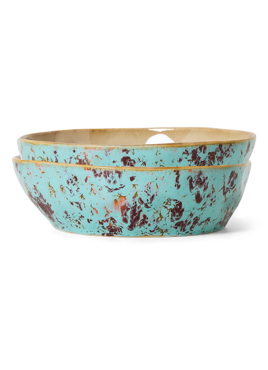 HKliving 70's Patina pastabord 18,7 cm set van 2 - voorkant donkerblauw