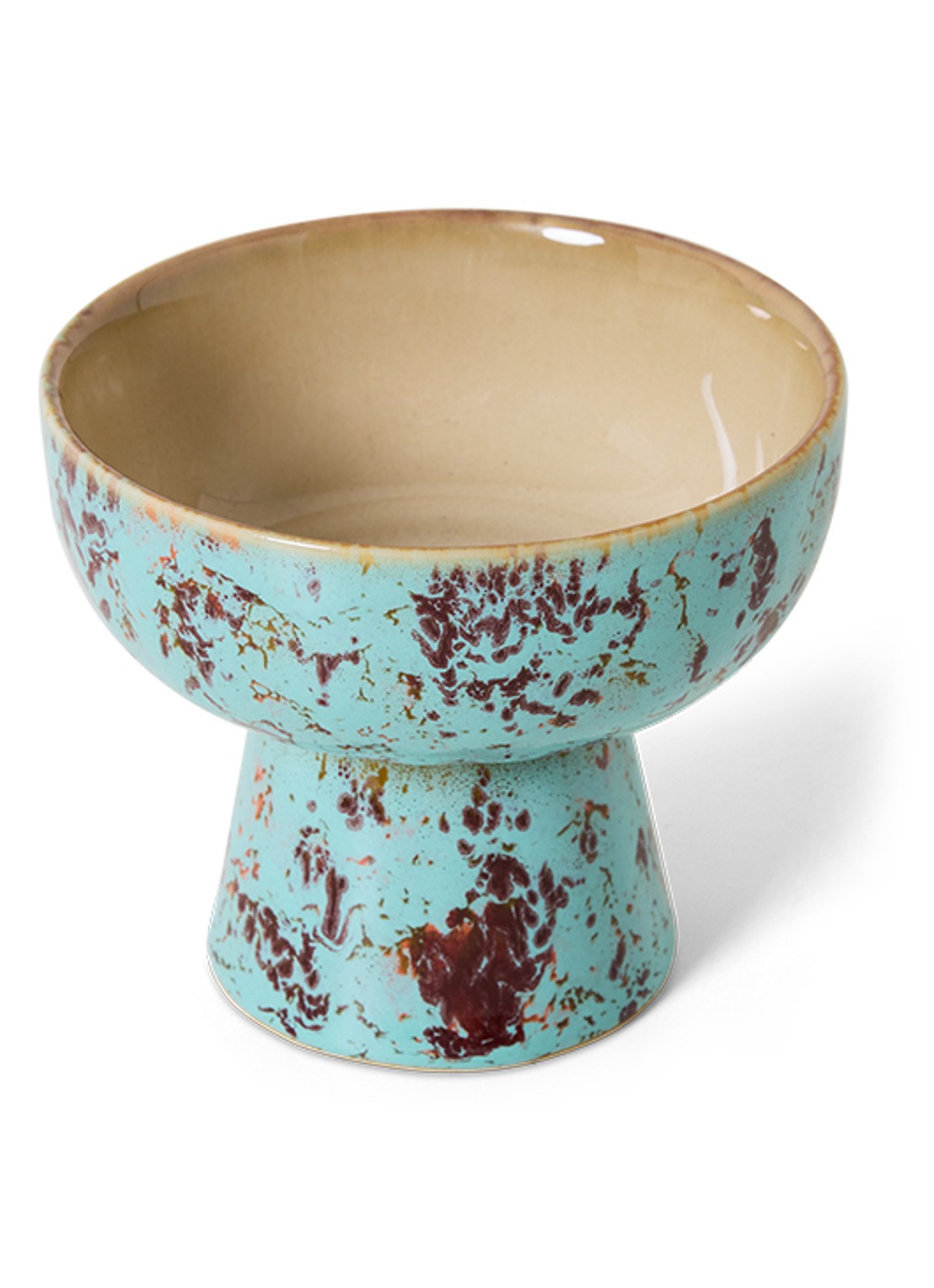 HKliving 70's Patina tapasschaaltje op voet 11 cm - detail 3 donkerblauw