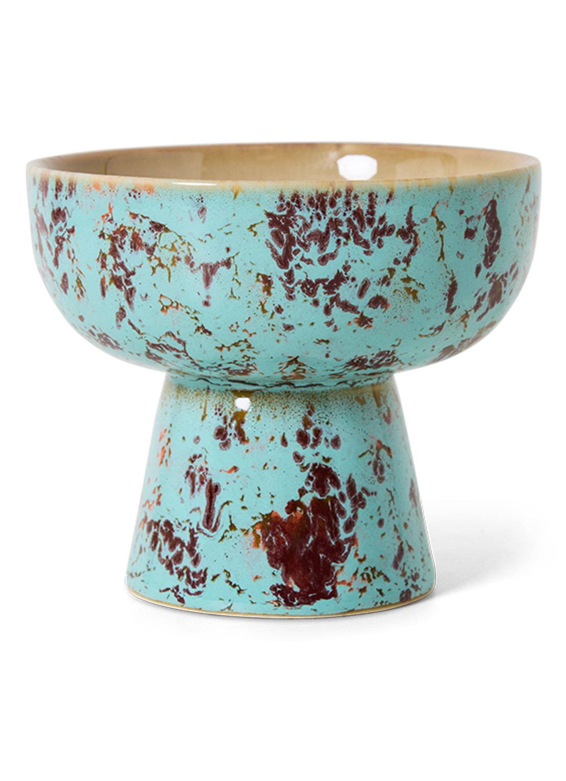 HKliving 70's Patina tapasschaaltje op voet 11 cm - voorkant donkerblauw