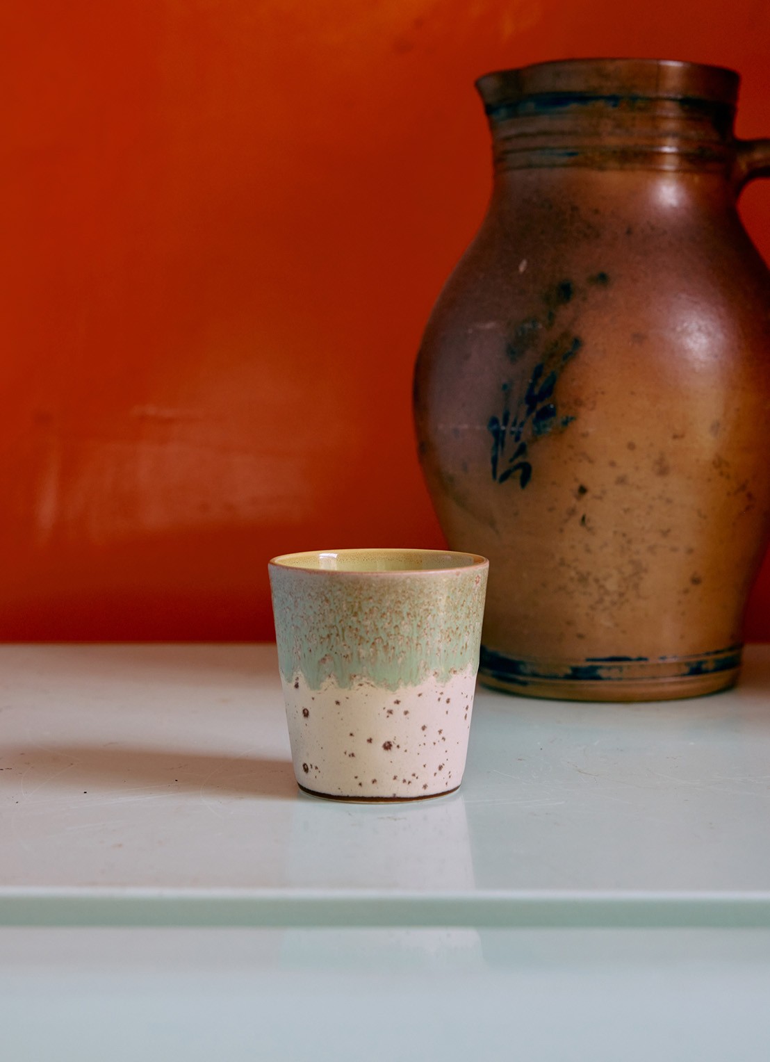 HKliving 70's Pop Art kopje 23 cl set van 4 - achterkant 8 beige