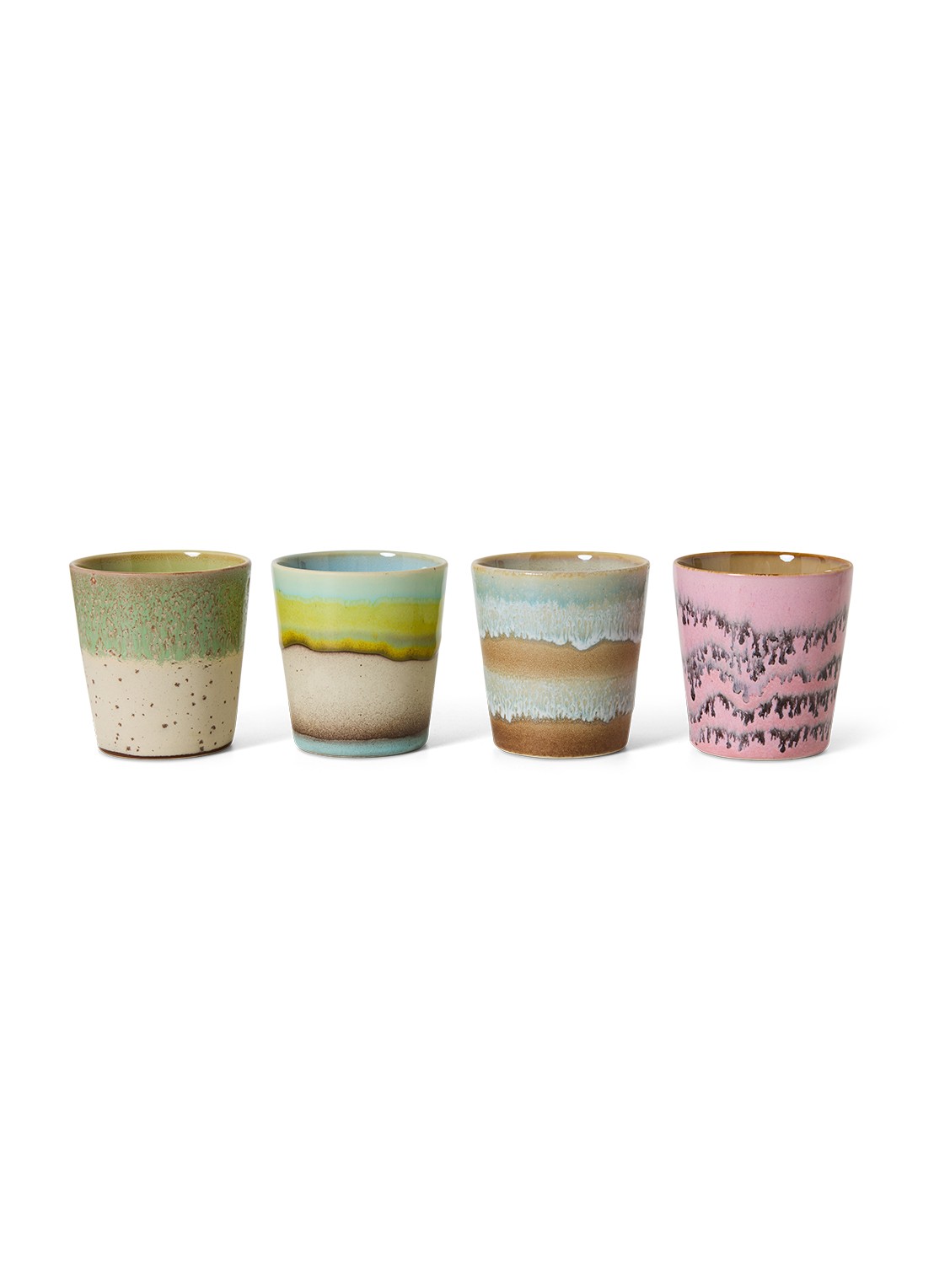 HKliving 70's Pop Art kopje 23 cl set van 4 - voorkant 2 beige