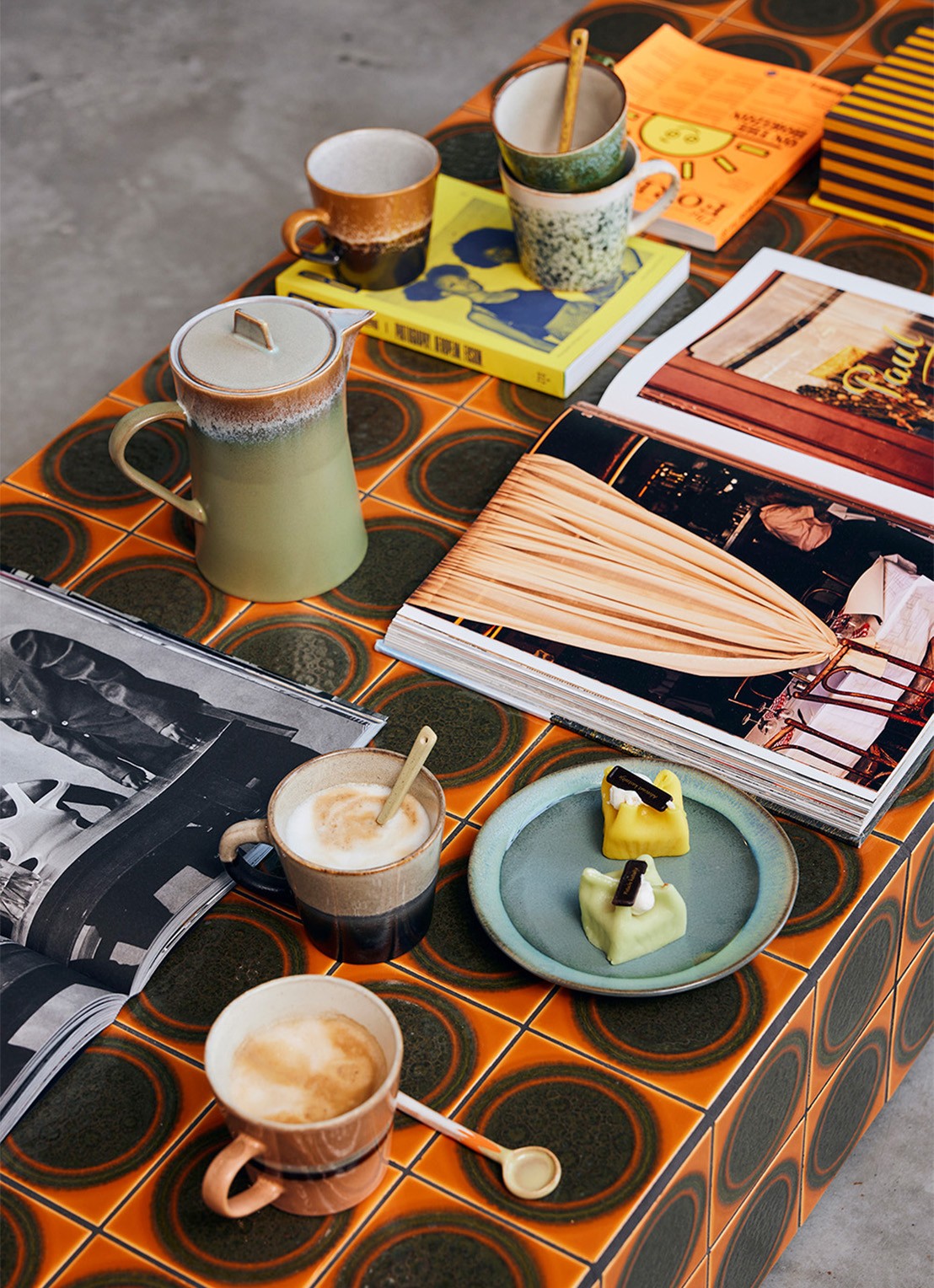 HKliving 70's Rock cappuccinokopje 30 cl - detail 3 zwart