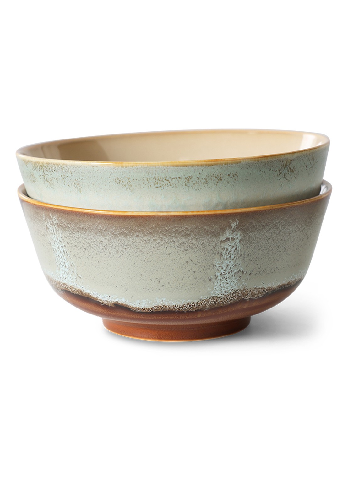 HKliving 70's Verge kom 19 cm set van 2 - voorkant 5 lindegroen