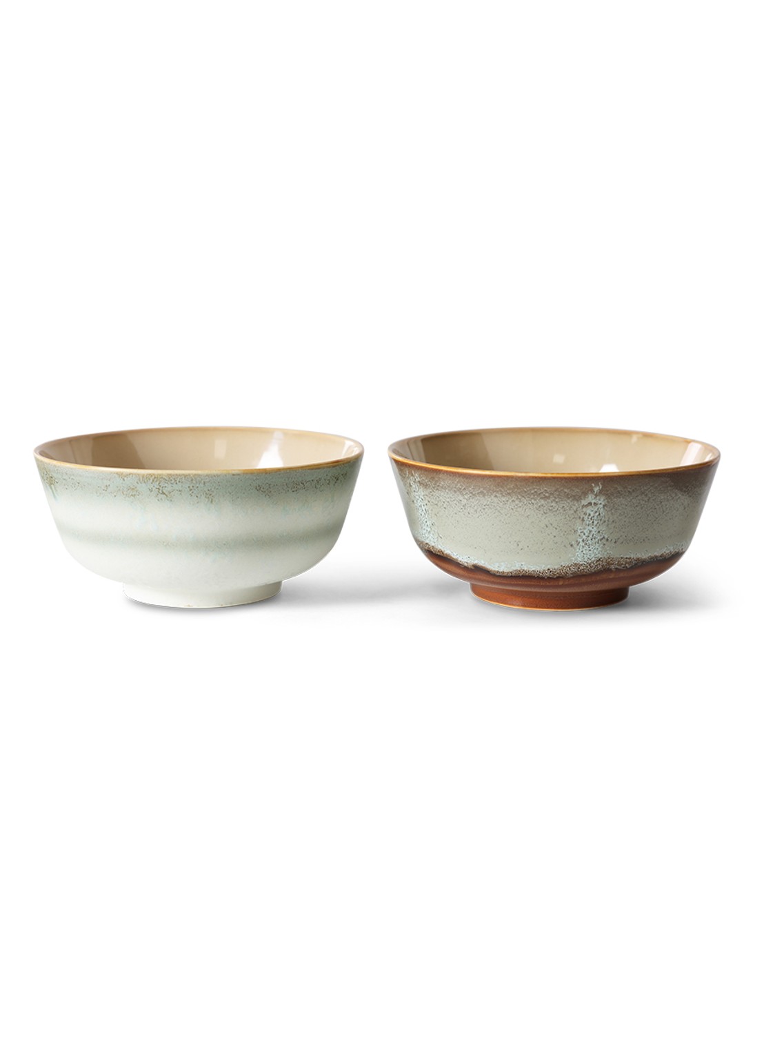 HKliving 70's Verge kom 19 cm set van 2 - voorkant 6 lindegroen