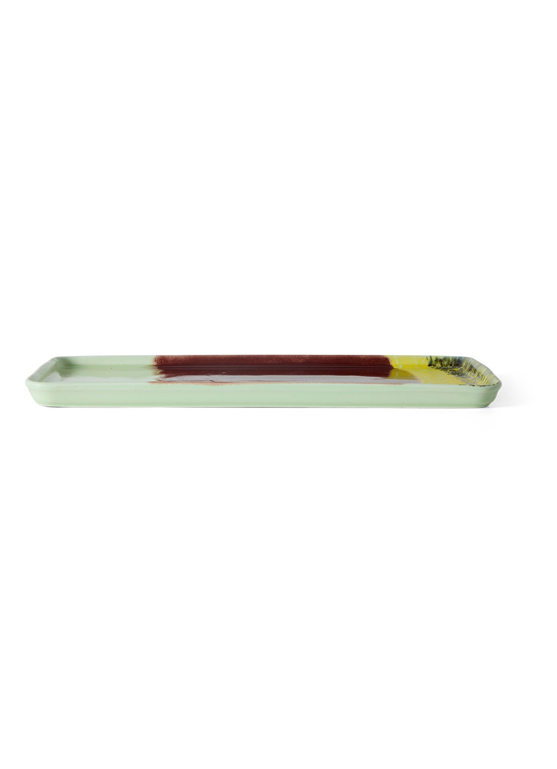 HKliving 70s Ceramics cakeschaal 31,5 x 13,5 cm - achterkant lichtgroen