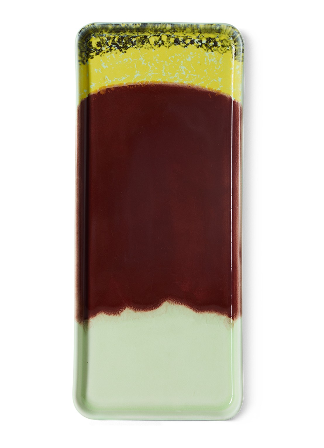 HKliving 70s Ceramics cakeschaal 31,5 x 13,5 cm - voorkant 4 lichtgroen