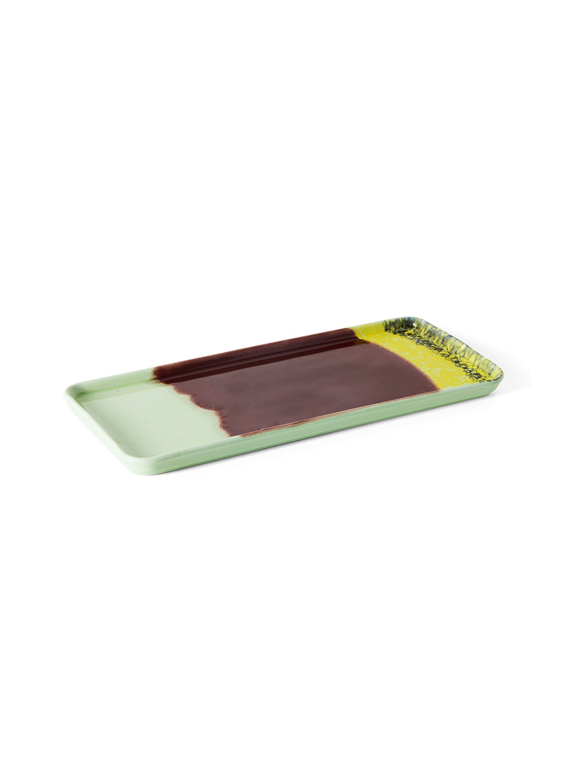 HKliving 70s Ceramics cakeschaal 31,5 x 13,5 cm - voorkant 5 lichtgroen