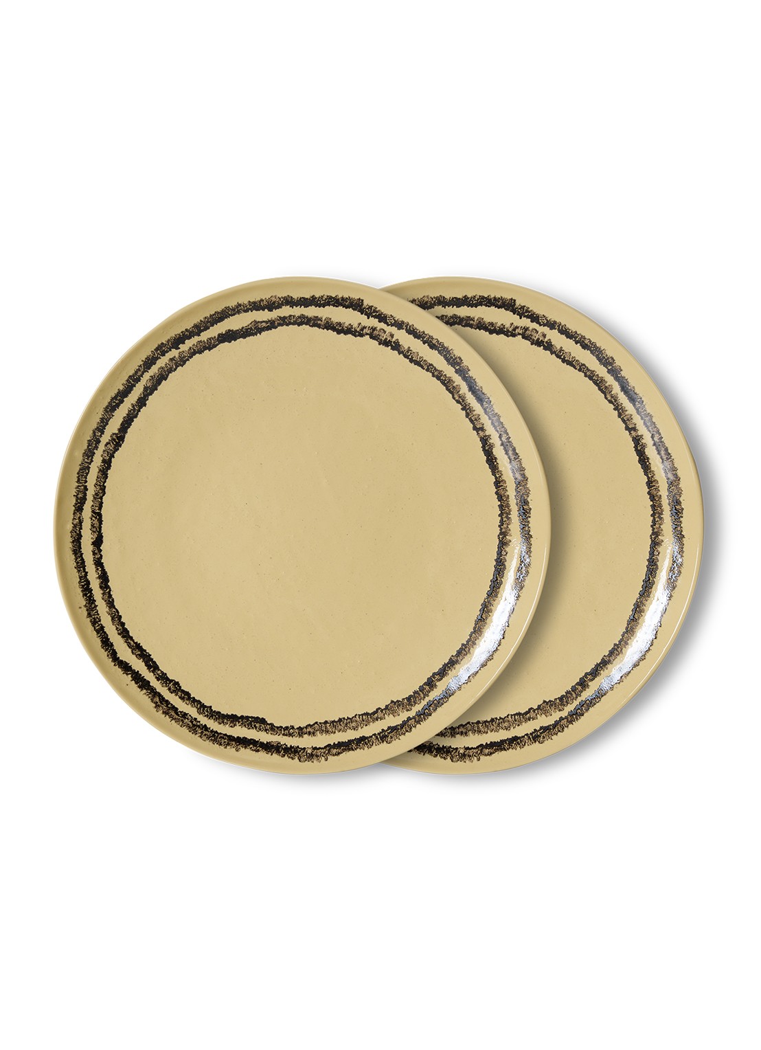 HKliving 70s Ceramics dinerbord 27,5 cm set van 2 - voorkant 2 geel