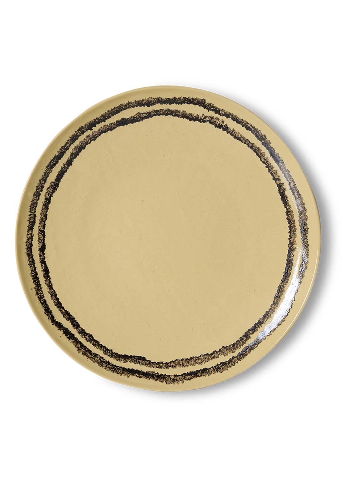 HKliving 70s Ceramics dinerbord 27,5 cm set van 2 - voorkant 3 geel